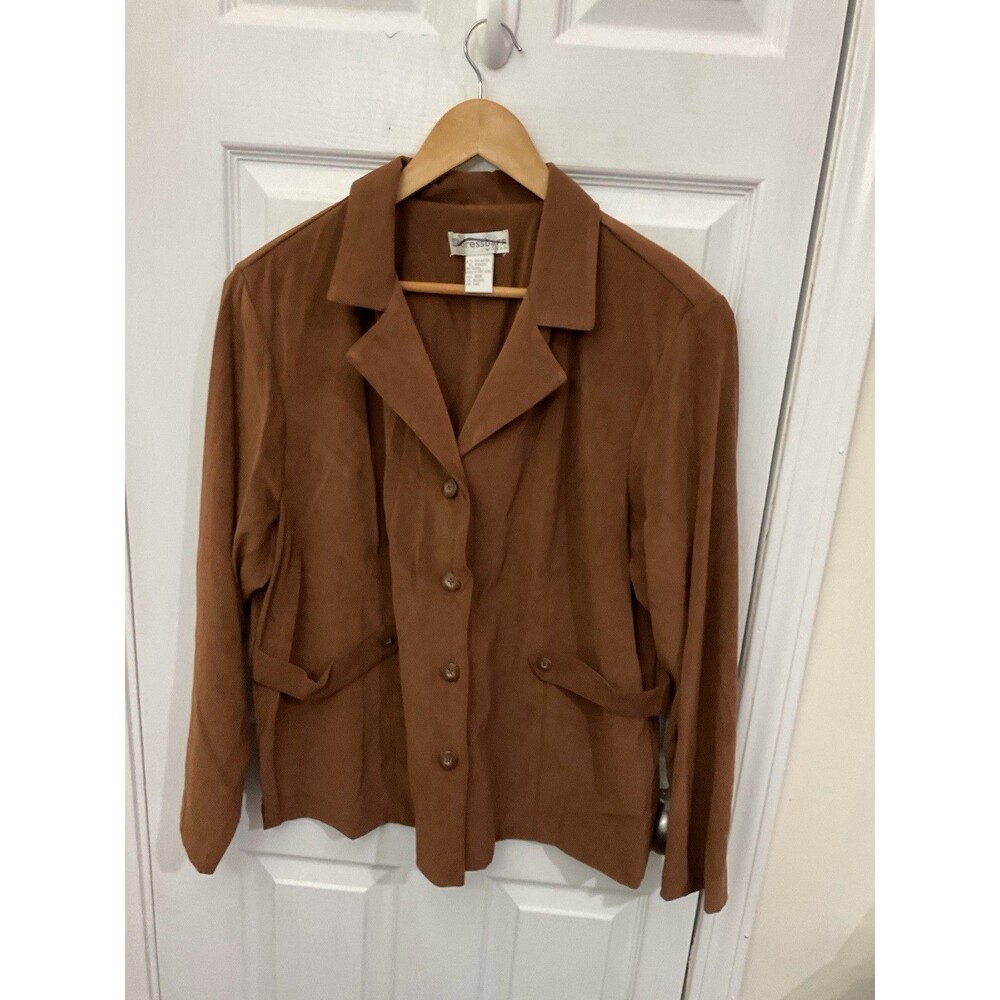 Dressbarn Brown Western Blazer Jacket Polyester Blend Size 16